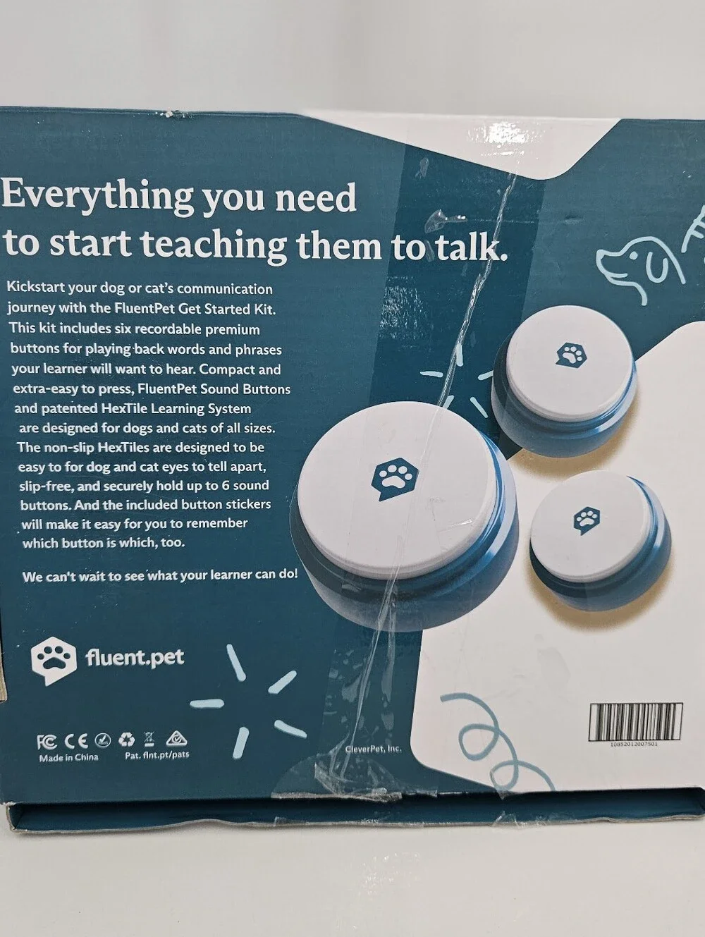 Fluent Pet Get Started Kit 6 Buttons 3 Hex Tiles ONLY in OG Box Dog Cat Talking